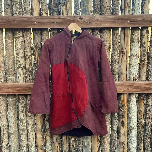 Unique, natural dyed spring jacket. Fun asymmetrical details! - Picture 4 of 5